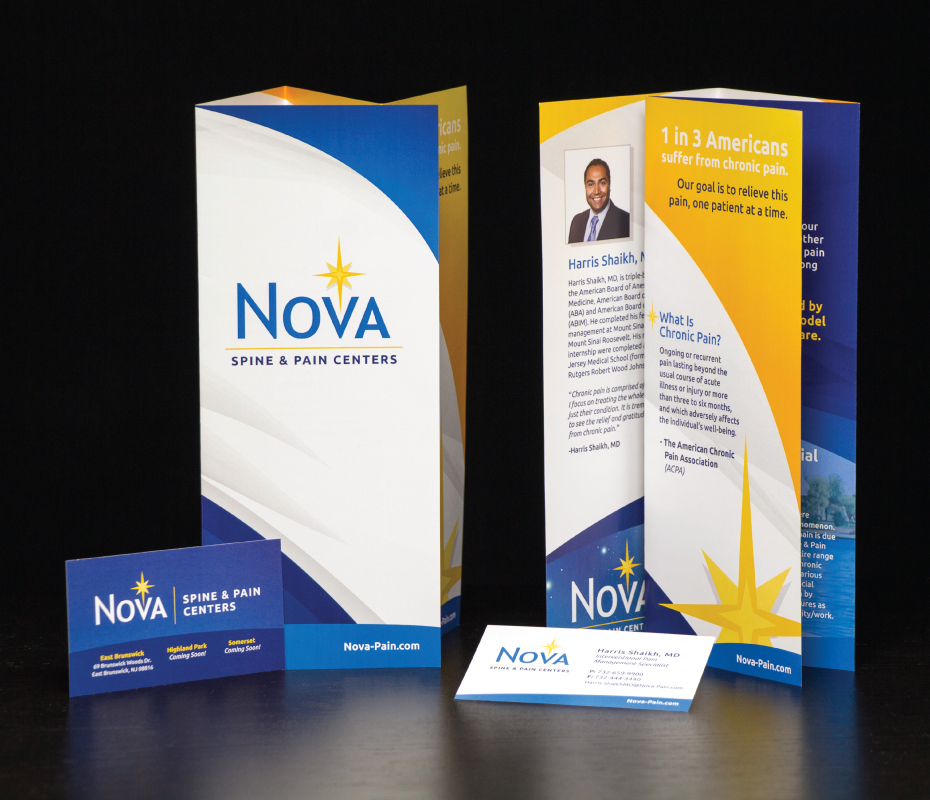 A demo of a quad-folding booklet for marketing purposes