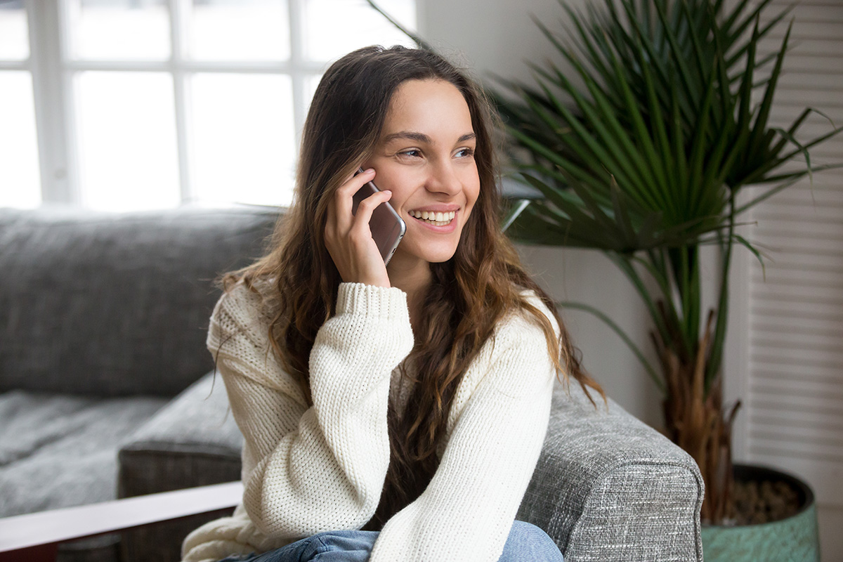 Smartphone user answering the phone